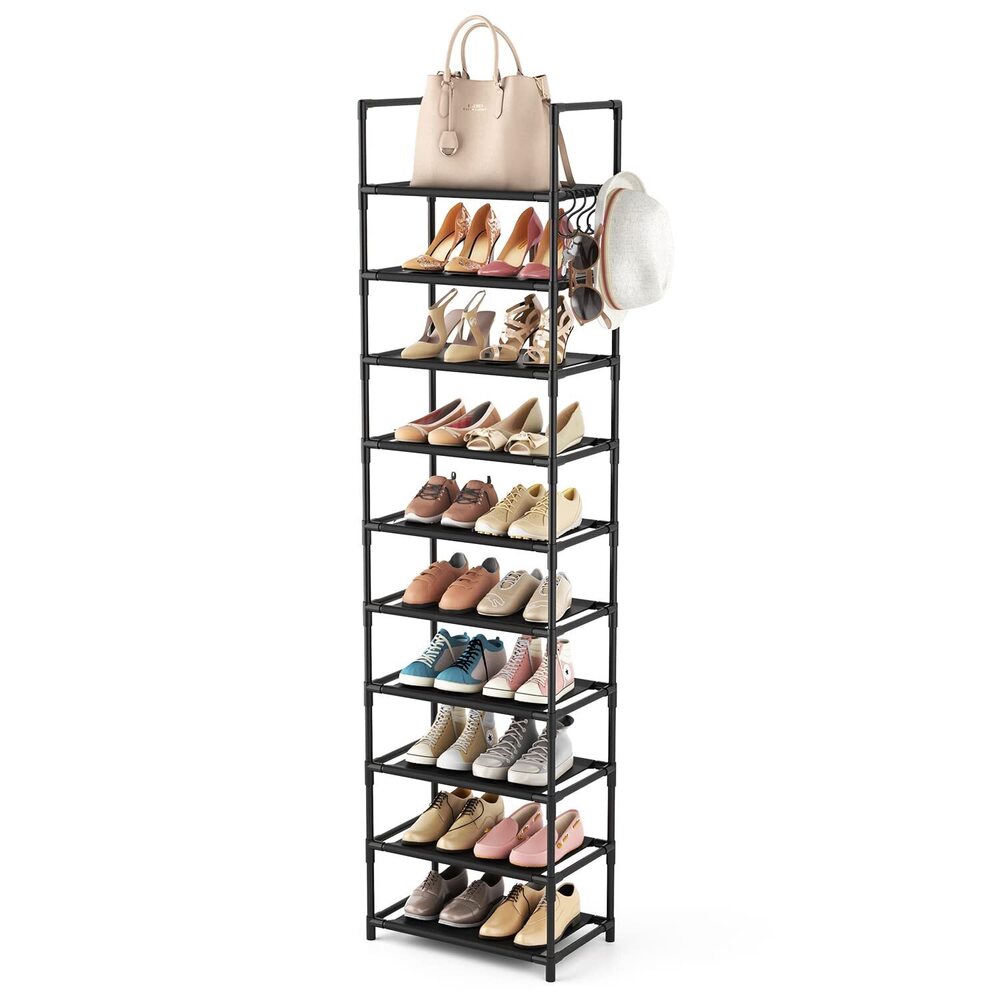 10 Tiers Tall Shoe Rack 20-25 Pairs Boots Organizer Storage Sturdy